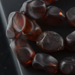 Baltic amber necklace nuggets on leather